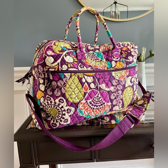 Vera Bradley Grand Traveler Large Duffle Bag- Plum Crazy - Picture 3 of 6